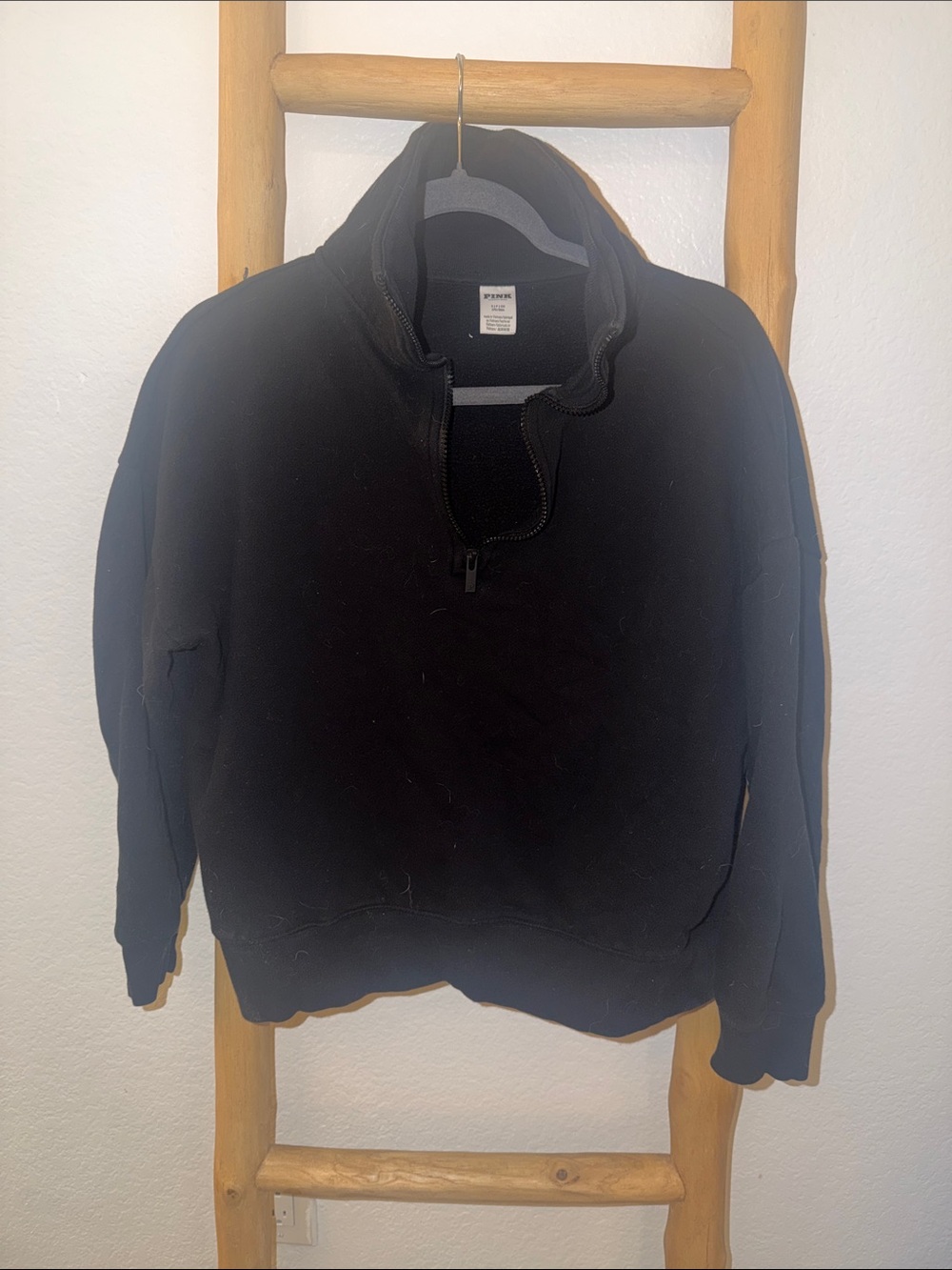 PINK Victoria's Secret Men's Black Quarter-Zip Sweater